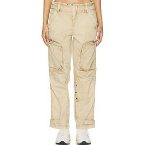 Free People Can't Compare Slouch Cargo Pants Women Small Beige Paratrooper